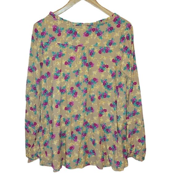 NWT Kori America Floral Longsleeve Bohemian Peasant Top Ruffle Sleeve M - Picture 4 of 14